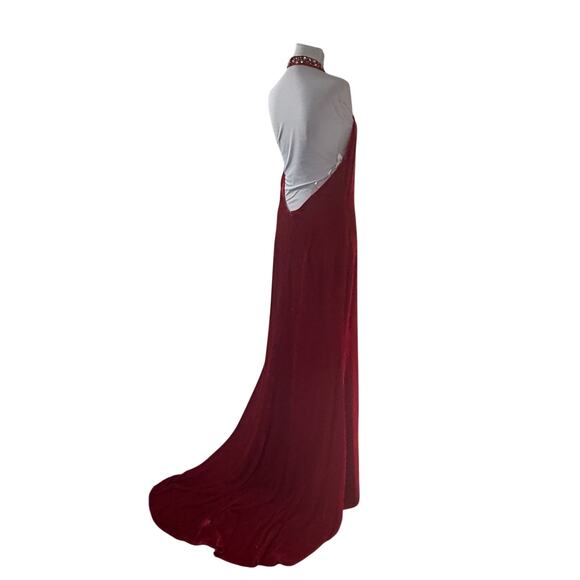 Rodney Alfred Red Velvet Backless Formal Evening Gown Dress M 12 - Picture 5 of 8